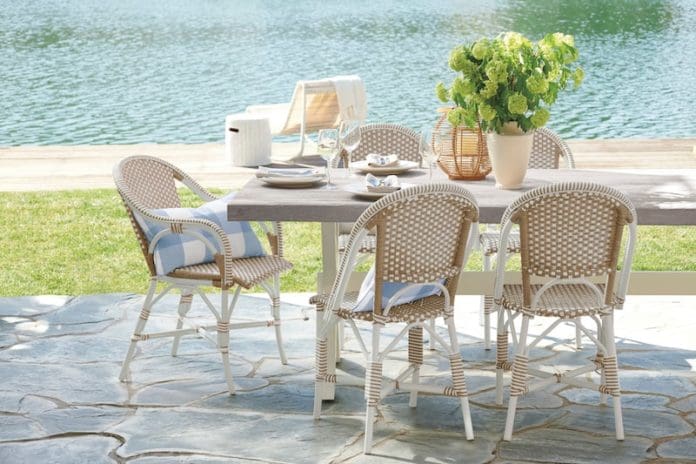 serena and lily spring 2021 outdoor collection pool table chairs - East End Taste Magazine