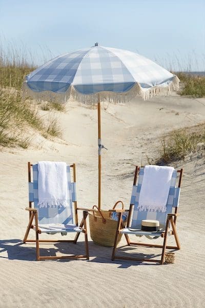 serena and lily teak beach chairs umbrella spring - East End Taste Magazine