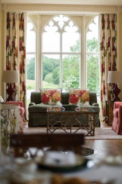 the downstairs sitting room at combermere abbey cheshire uk