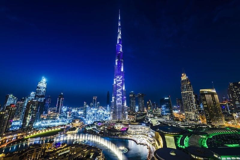 burj khalifa at night blue sky dubai - East End Taste Magazine