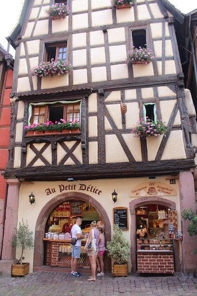 Riquewihr family travel ice cream shop pretty french town