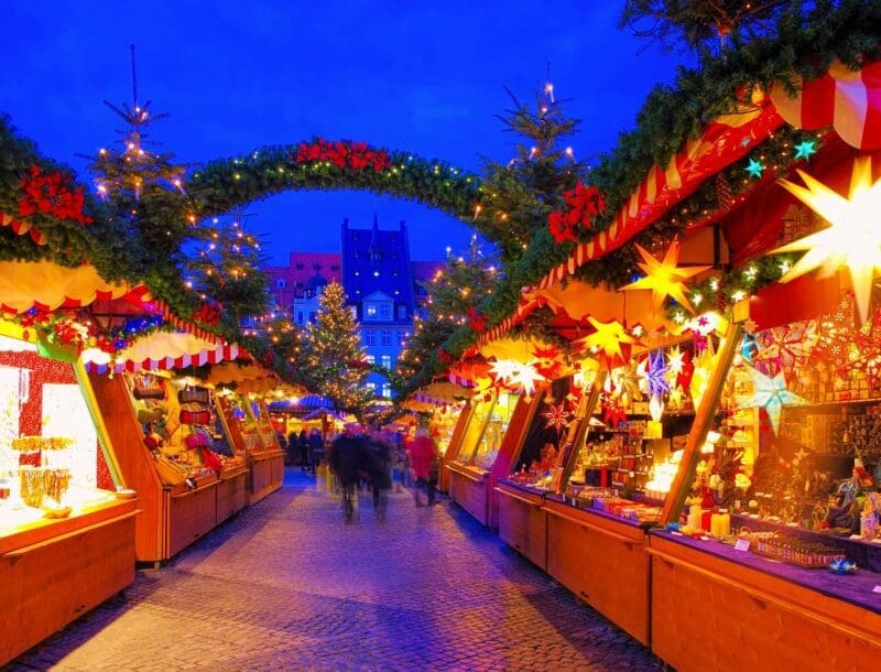 Leipzig Christmas market in the evening