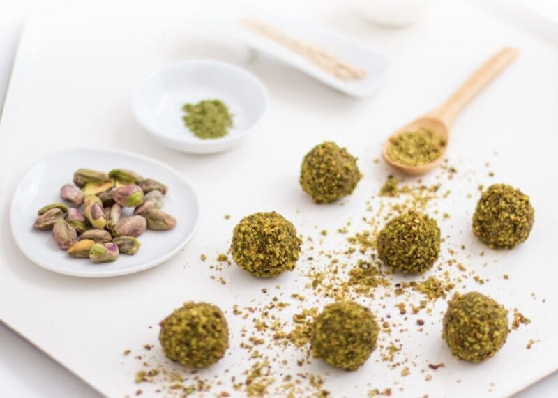 Matcha Pistachio Energy Bites recipe healthy 