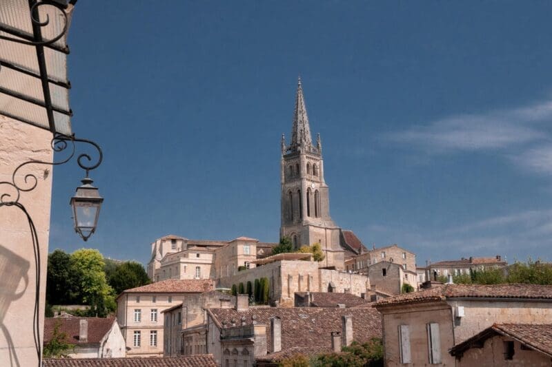 bordeaux france village skyline blue sky