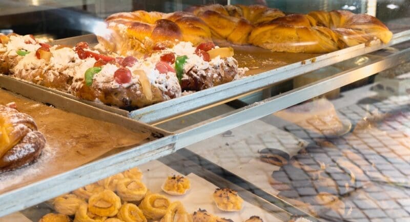 Succulent Portuguese pastries displayed in Porto, Portugal