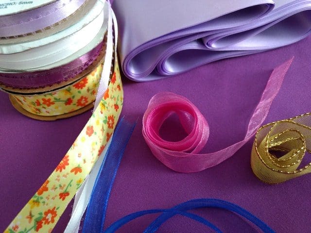 crafting ribbon purple backround