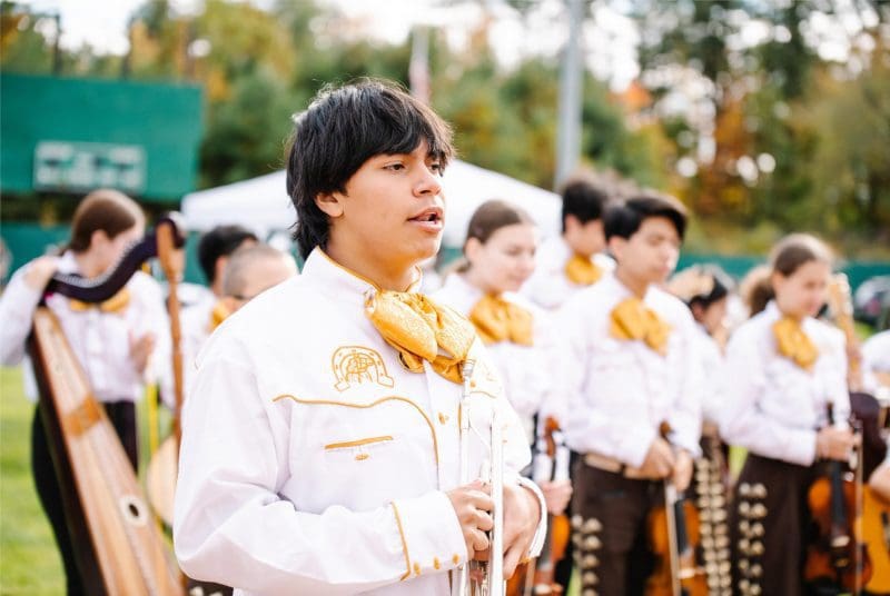 young man singing in festival