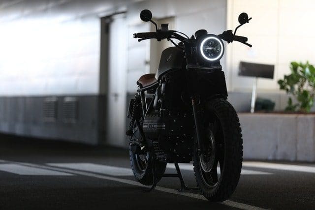 parked motorcycle in garage