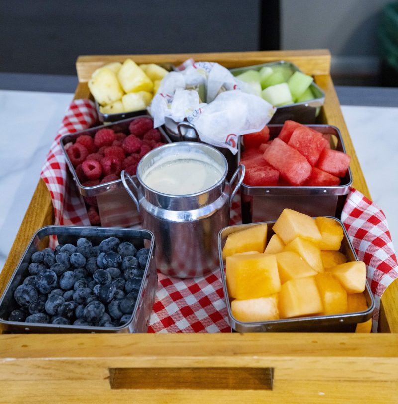 fruit and yogurt board at buffet