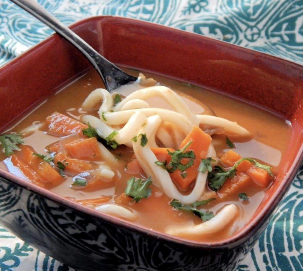 spicy cold udon noodles in a bowl recipe