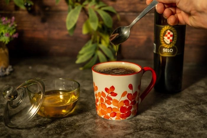 olive oil and coffee mug