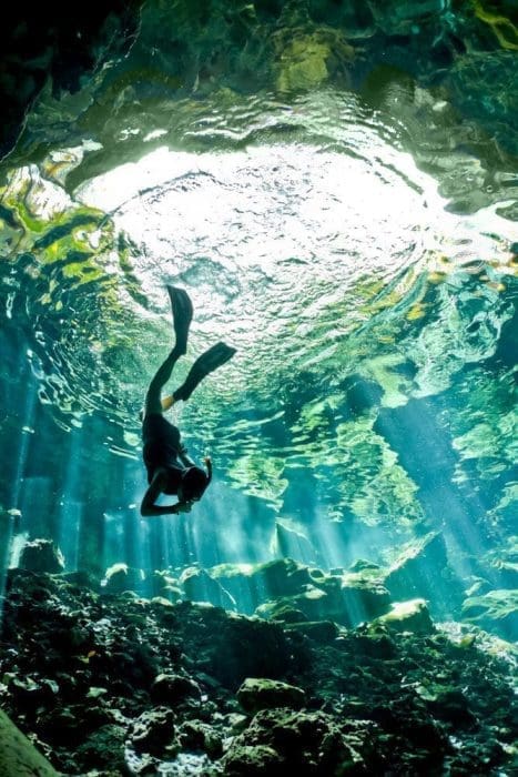 Descending in cenote