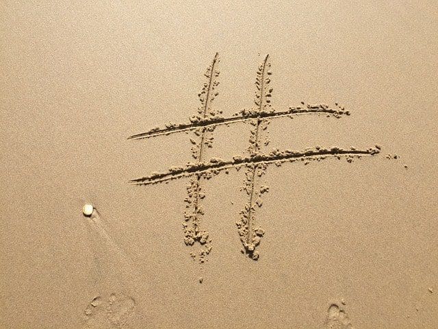 hashtag in the sand