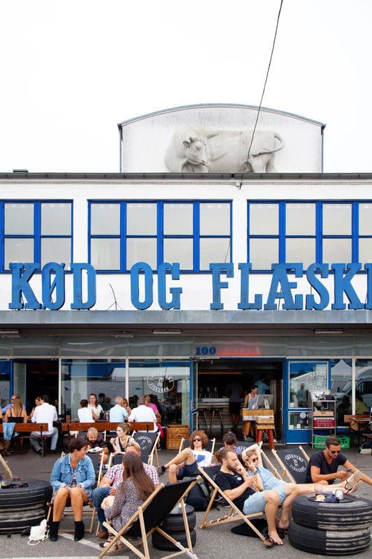 Outdoor dining at The Fish Bar in the Meatpacking District (aka. "Koedbyen") in Copenhagen.