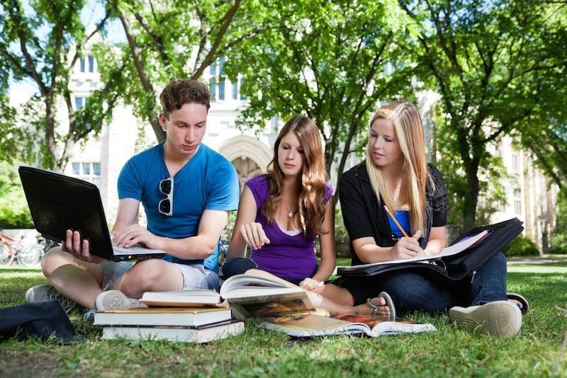 Group of students studying together