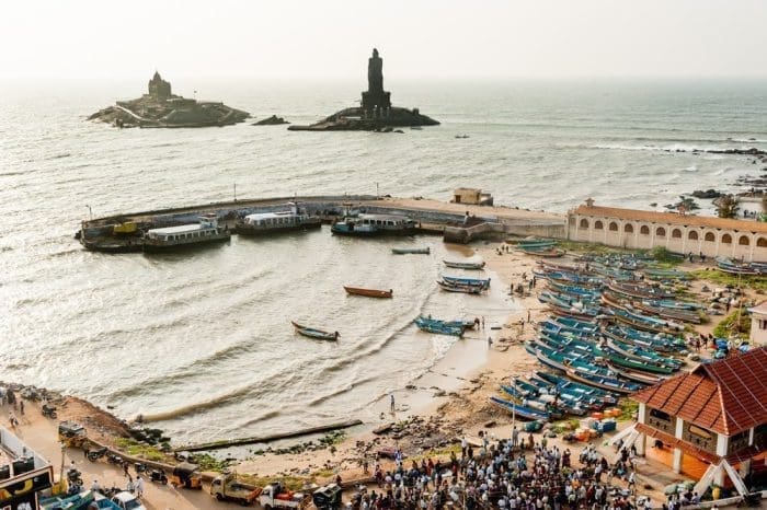 Crowds gather at fishing Kanyakumari India