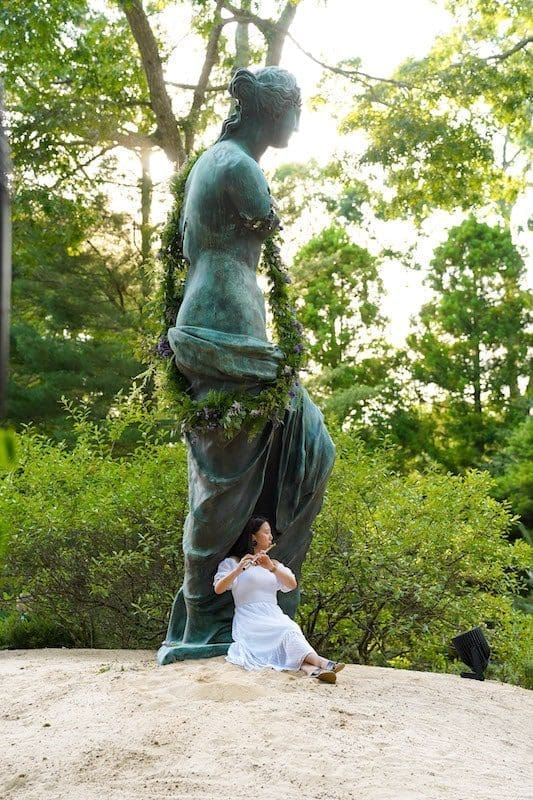 flutist at LongHouse Reserve in East Hampton