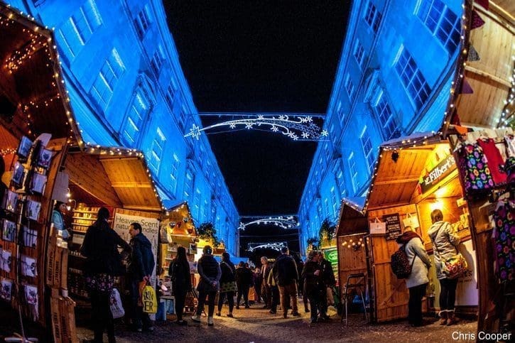 bath christmas market england at night