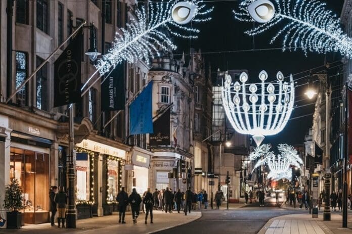 New Bond Street in London at Christmas