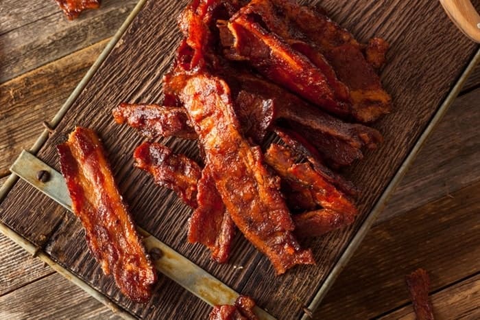 Homemade Dried Barbecue Bacon Jerky