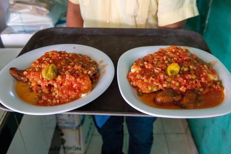 huevos motulenos on tray