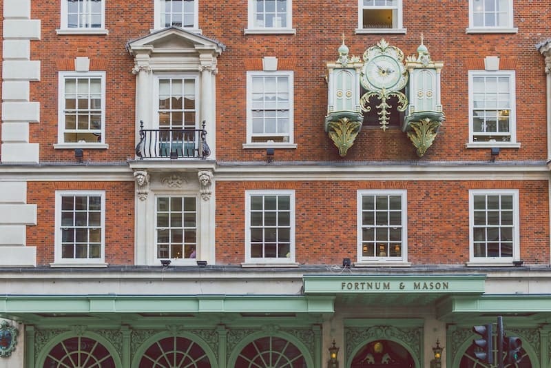 Exterior of the Fortnum and Mason building in London city