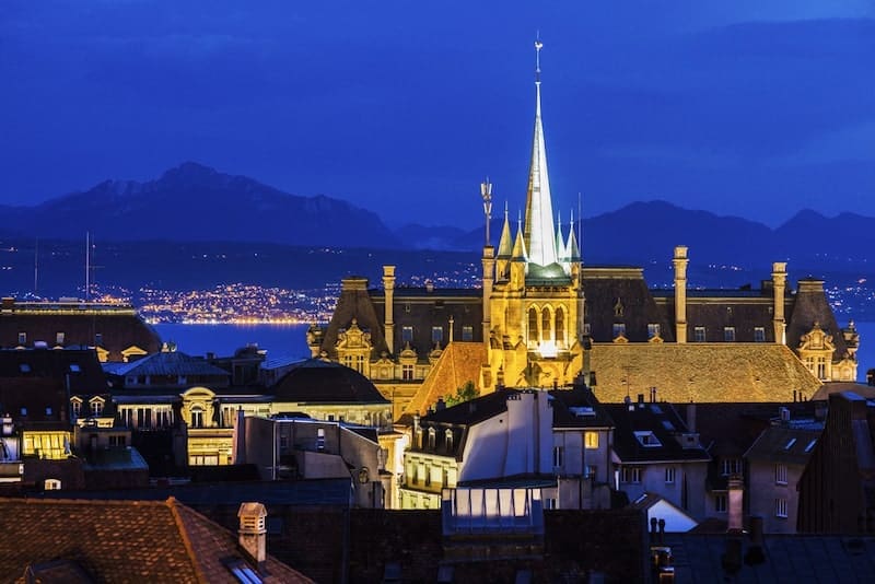 Lausanne panorama with Saint-Francois Church