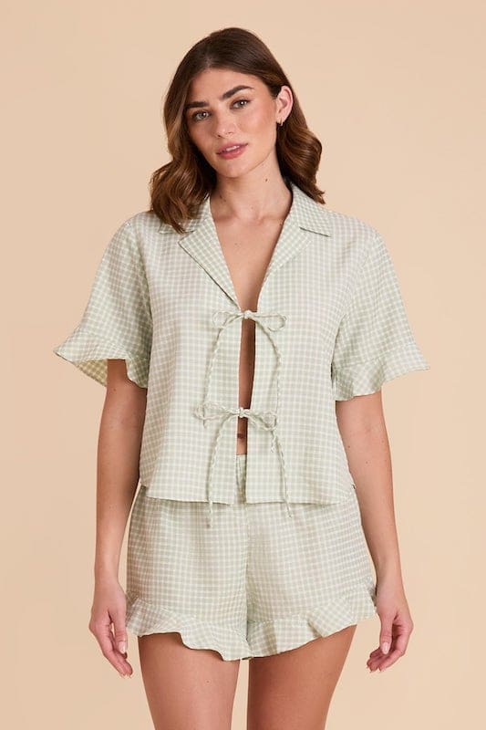 Birdy Grey Pistachio Frankie Tie Front Short Sleeve