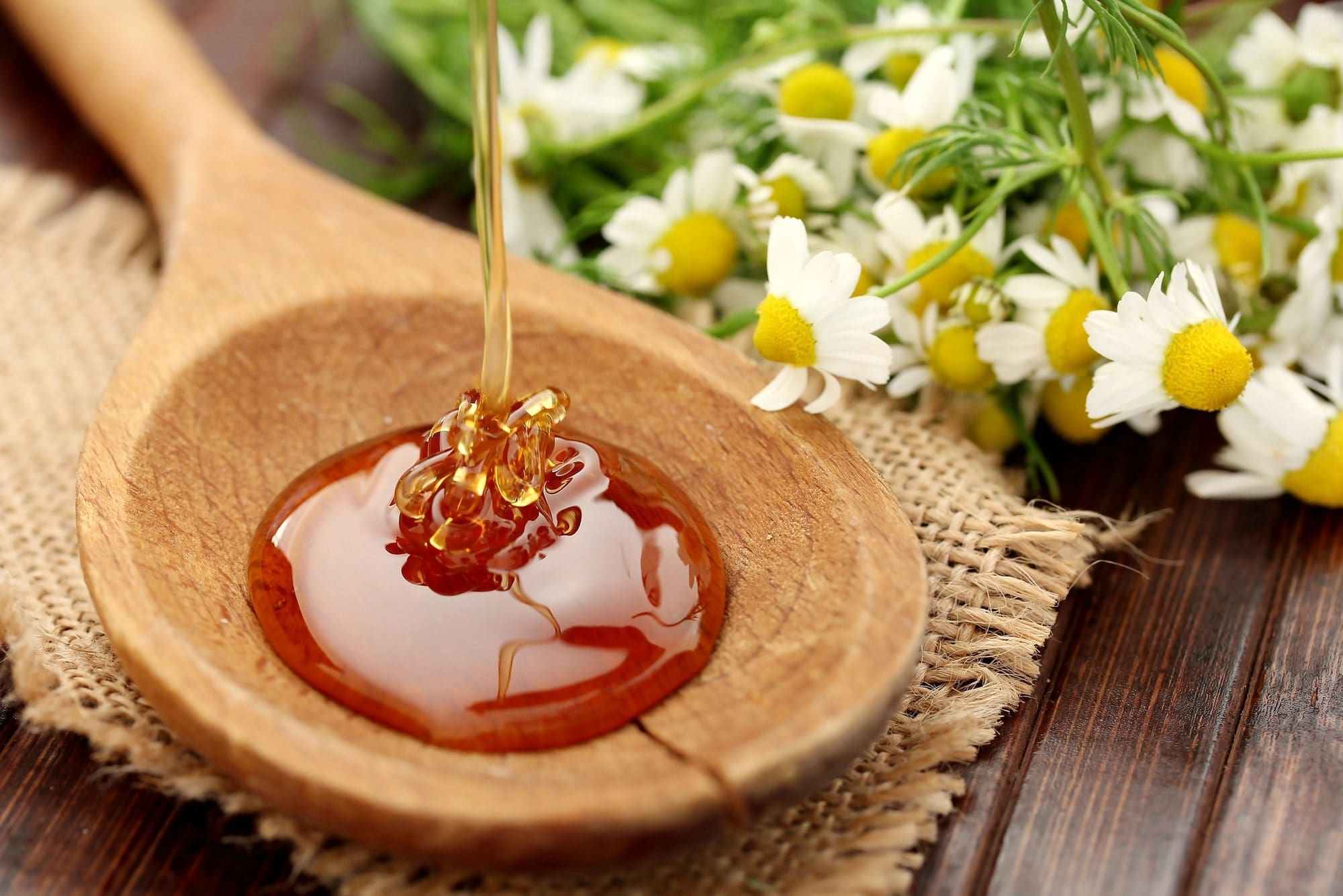 Honey on a wooden table
